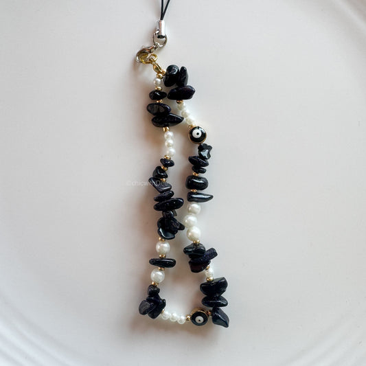 Black & Gold Stone phone charm